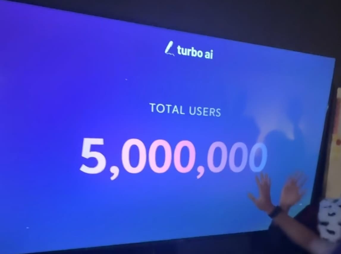 5 million users displayed on office screen